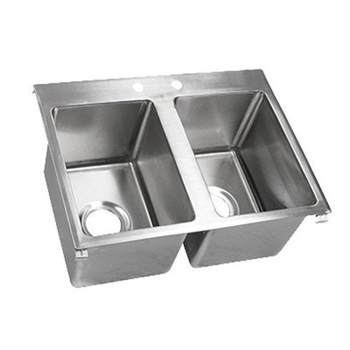 John Boos PB-DISINK201612-2 Drop In Sink Two Compartment 20" x 16" 12" w/ 4" OC Deck Mount Faucet Holes