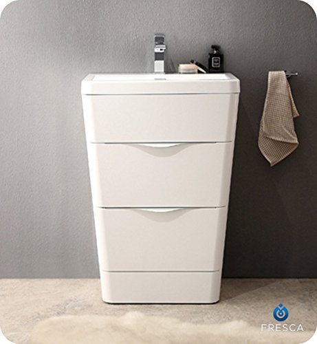 Fresca FCB8525WH-I Fresca Milano 26" Glossy White Modern Bathroom Cabinet w/ Integrated Sink