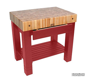 John Boos HMST36245-N American Heritage Homestead Prep Table with Butcher Block Top Finish: Cream