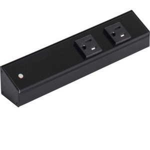 Task Lighting APT24-4B-P-BK 24" APT Series Slim Angle Power Strip, Black Finish, Black Receptacles