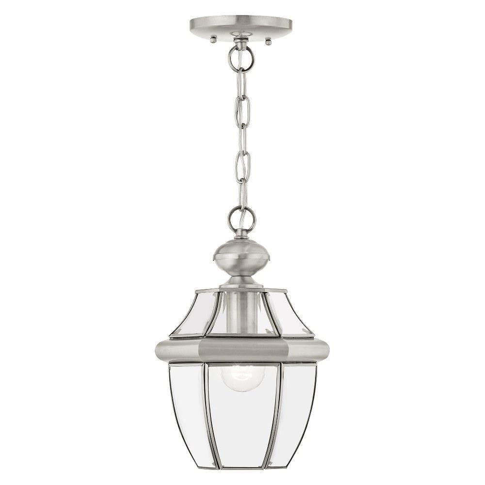 Livex Lighting 2152-91 Monterey 1-Light Outdoor Hanging Lantern, Brushed Nickel