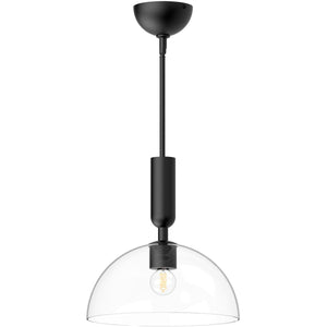 Alora PD563012MBCL JUDE 12" PD MATTE BLACK CLEAR GLASS ROD 46 1X60W E26