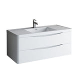 Fresca FCB9048WH-I Fresca Tuscany 48" Glossy White Wall Hung Modern Bathroom Cabinet w/ Integrated Sink