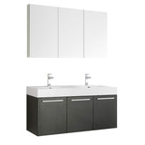 Fresca FVN8093BW-D Fresca Vista 60" Black Wall Hung Double Sink Modern Bathroom Vanity w/ Medicine Cabinet