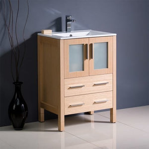 Fresca FCB6224GO-I Fresca Torino 24" Gray Oak Modern Bathroom Cabinet w/ Integrated Sink
