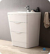 Fresca FCB8525WH-I Fresca Milano 26" Glossy White Modern Bathroom Cabinet w/ Integrated Sink