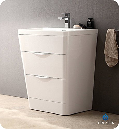 Fresca FCB8525WH-I Fresca Milano 26" Glossy White Modern Bathroom Cabinet w/ Integrated Sink