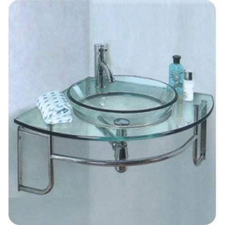 Fresca FVN1040 Fresca Ordinato 24" Corner Mount Modern Glass Bathroom Vanity