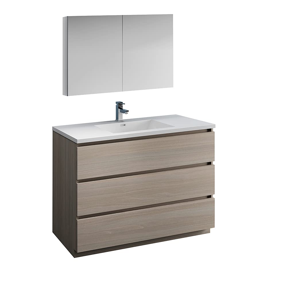 Fresca FVN9348RW Fresca Lazzaro 48" Rosewood Free Standing Modern Bathroom Vanity w/ Medicine Cabinet