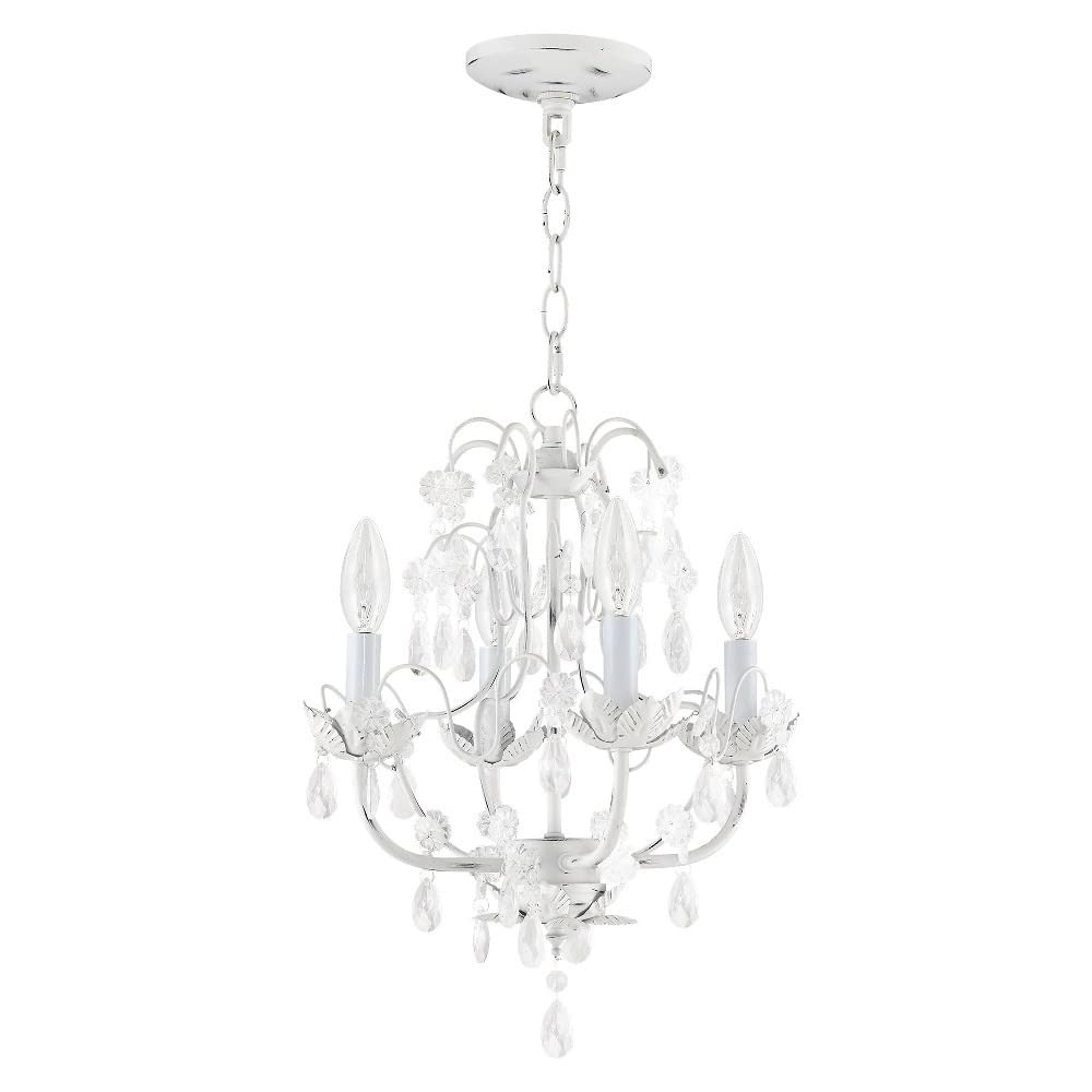 Livex Lighting 8193-60 Chandelier with Crystal Shades, Antique White