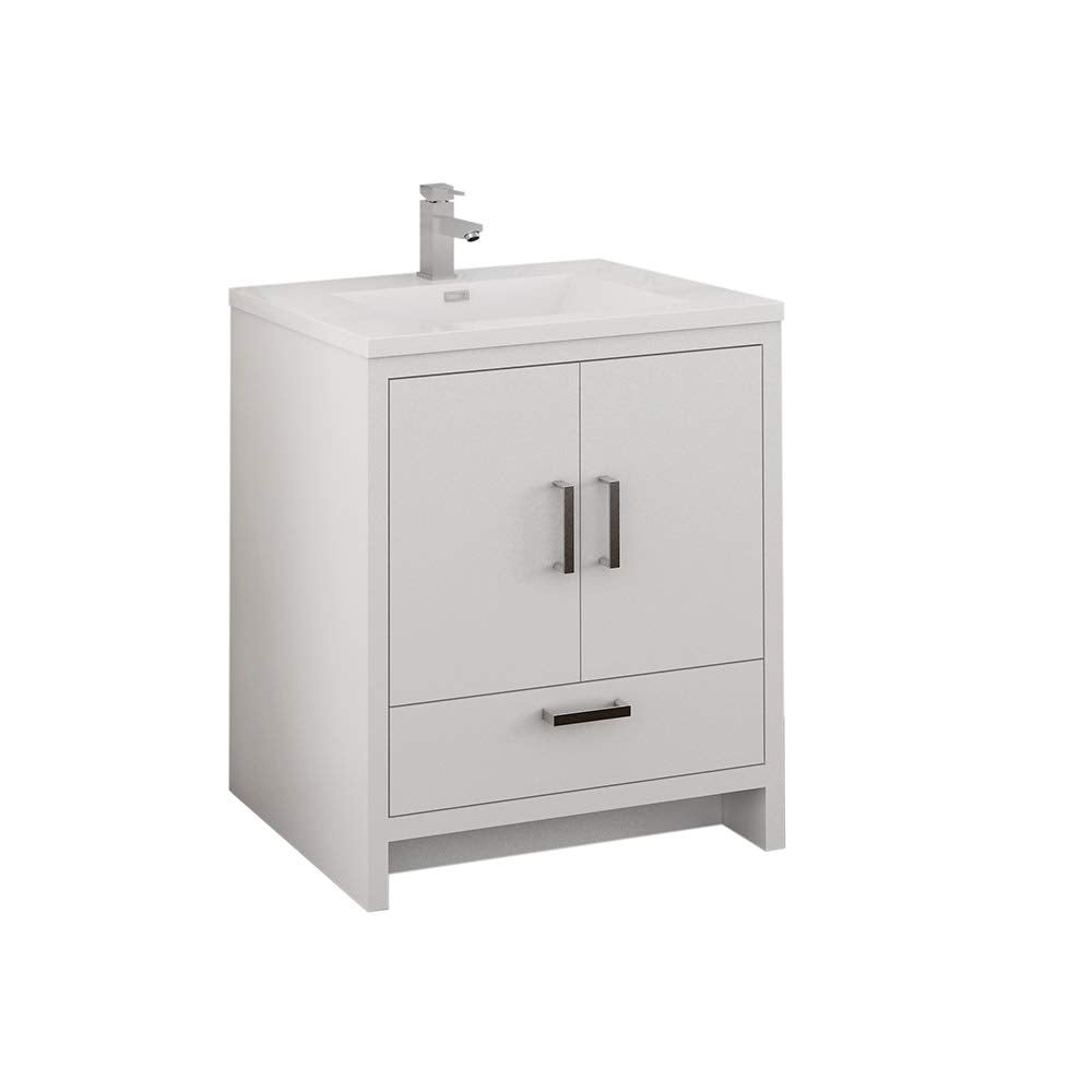 Fresca FCB9430WH-I Fresca Imperia 30" Glossy White Free Standing Modern Bathroom Cabinet w/ Integrated Sink