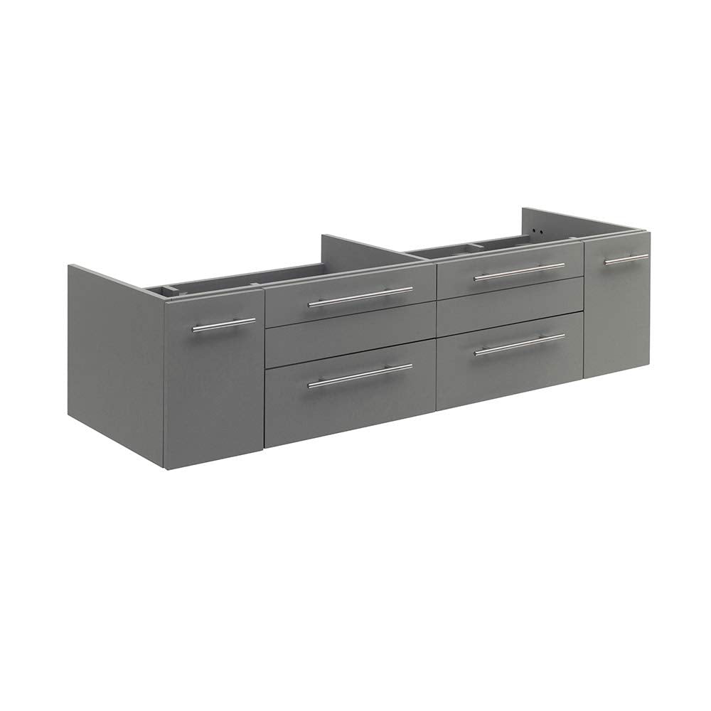 Fresca FCB6160GR-UNS-D Fresca Lucera 60" Gray Wall Hung Double Undermount Sink Modern Bathroom Cabinet