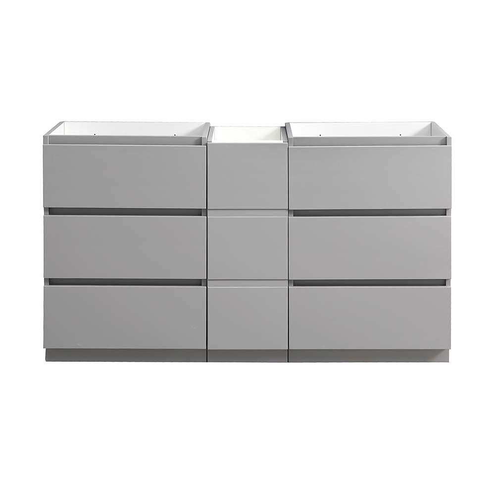 Fresca FCB93-241224GR-D Fresca Lazzaro 60" Gray Free Standing Double Sink Modern Bathroom Cabinet