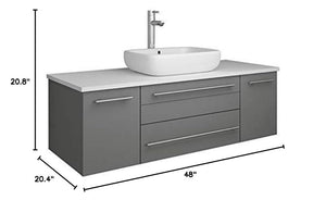 Fresca FCB6148GR-VSL-CWH-V Fresca Lucera 48" Gray Wall Hung Modern Bathroom Cabinet w/ Top & Vessel Sink