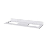 Jeffrey Alexander VKITADD60WHWCR 60" White Addington Vanity, double bowl, White Carrara Marble Vanity Top, two undermount rectangle bowls