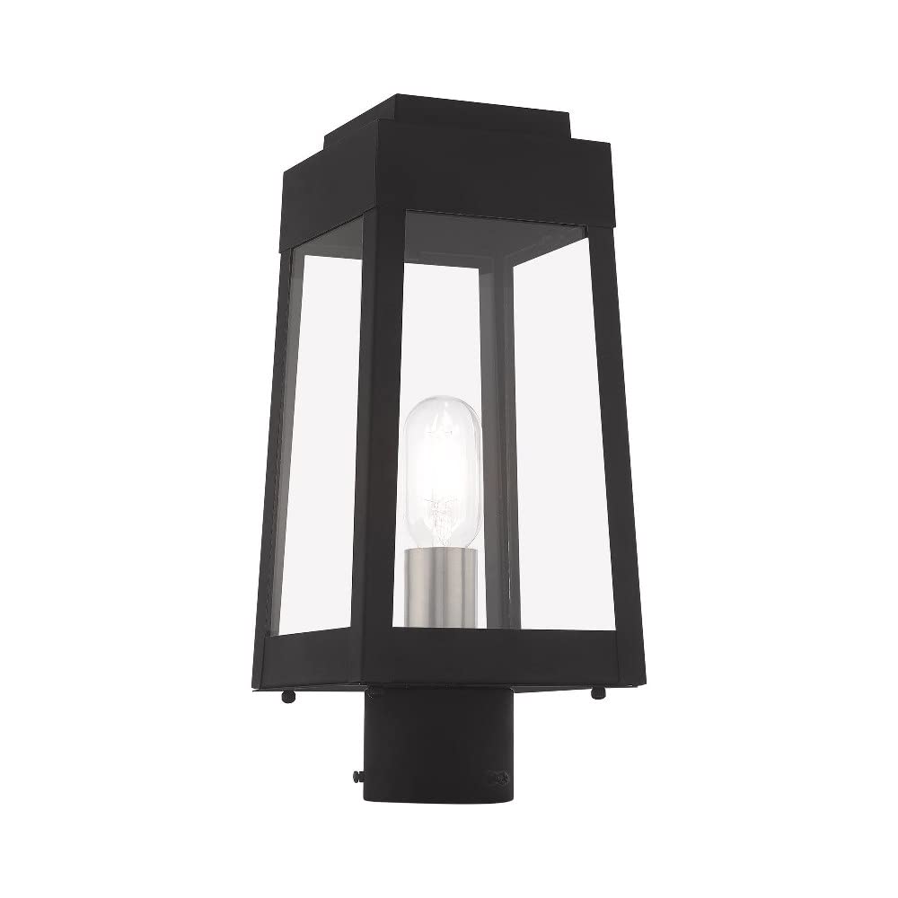Livex Lighting 20853-91 Oslo - One Light Outdoor Post Top Lantern, Brushed Nickel Finish with Clear Glass