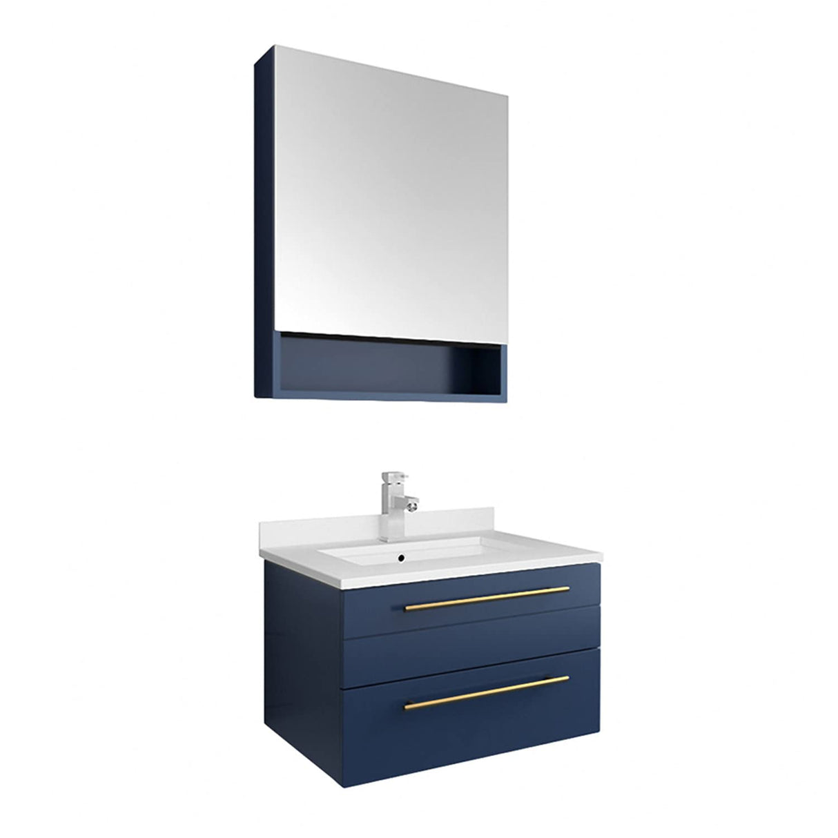 Fresca FVN6124RBL-UNS Fresca Lucera 24" Royal Blue Wall Hung Undermount Sink Modern Bathroom Vanity w/ Medicine Cabinet