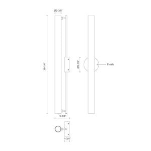 Kuzco WS70136-BK GRAMERCY 36" WALL SCONCE BLACK 27W 120VAC WITH LED DRIVER 3000K 90CRI
