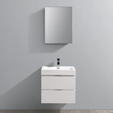 Fresca FVN8324WH Fresca Valencia 24" Glossy White Wall Hung Modern Bathroom Vanity w/ Medicine Cabinet