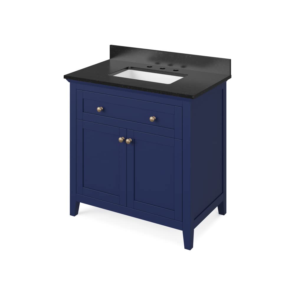 Jeffrey Alexander VKITCHA36BLBGR 36" Hale Blue Chatham Vanity, Black Granite Vanity Top, undermount rectangle bowl