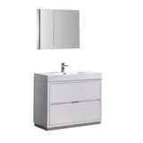 Fresca FVN8442WH Fresca Valencia 40" Glossy White Free Standing Modern Bathroom Vanity w/ Medicine Cabinet