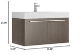 Fresca FCB8090GO-I Fresca Vista 36" Gray Oak Modern Bathroom Cabinet w/ Integrated Sink