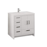 Fresca FCB9436WH-L-I Fresca Imperia 36" Glossy White Free Standing Modern Bathroom Cabinet w/ Integrated Sink - Left Version