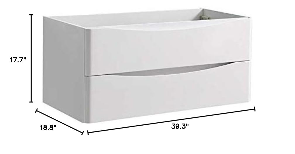 Fresca FCB9040WH Fresca Tuscany 40" Glossy White Wall Hung Modern Bathroom Cabinet