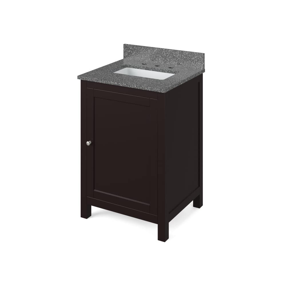 Jeffrey Alexander VKITAST24ESBOR 24" Espresso Astoria Vanity, Boulder Cultured Marble Vanity Top, undermount rectangle bowl