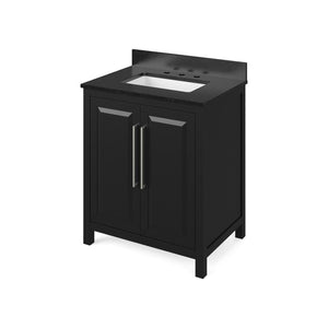 Jeffrey Alexander VKITCAD30BKBGR 30" Black Cade Vanity, Black Granite Vanity Top, undermount rectangle bowl