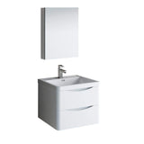 Fresca FVN9024WH Fresca Tuscany 24" Glossy White Wall Hung Modern Bathroom Vanity w/ Medicine Cabinet