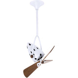 Matthews Fan JD-WH-WD Jarold Direcional ceiling fan in Gloss White finish with solid sustainable mahogany wood blades.