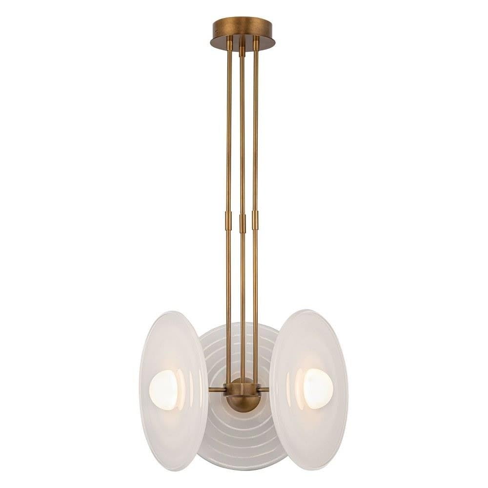 Alora PD350318VBGO HARBOUR 18" PD VINTAGE BRASS GLOSSY OPAL GLASS 25W LED 90 3000K AC LED