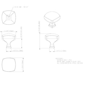 Jeffrey Alexander 278L-SN 1-3/8" Overall Length Satin Nickel Square Audrey Cabinet Knob