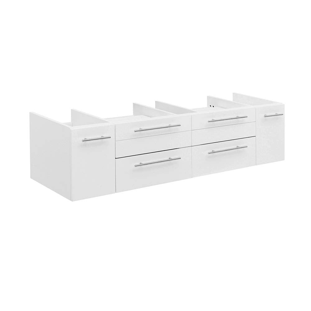 Fresca FCB6160WH-VSL Fresca Lucera 60" White Wall Hung Single Vessel Sink Modern Bathroom Cabinet