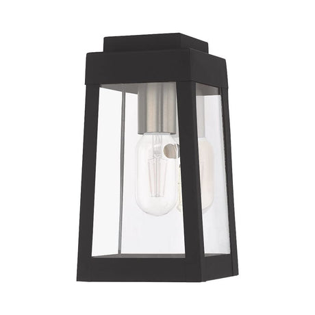 Livex Lighting 20851-91 Oslo - 9.5" One Light Outdoor Wall Lantern, Brushed Nickel Finish with Clear Glass,Silver
