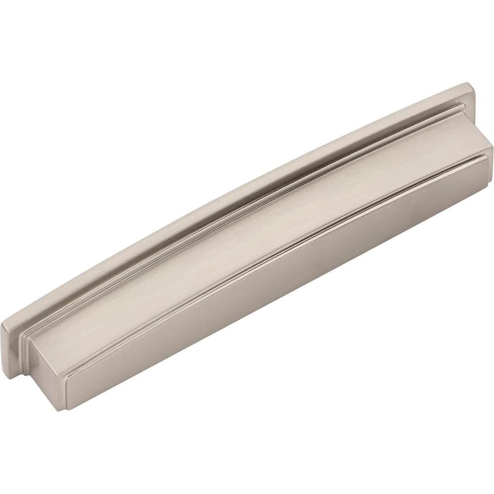 Jeffrey Alexander 141-160SN 160 mm Center Satin Nickel Square-to-Center Square Renzo Cabinet Cup Pull