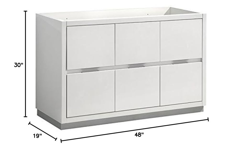 Fresca FCB8448WH Fresca Valencia 48" Glossy White Free Standing Single Sink Modern Bathroom Cabinet