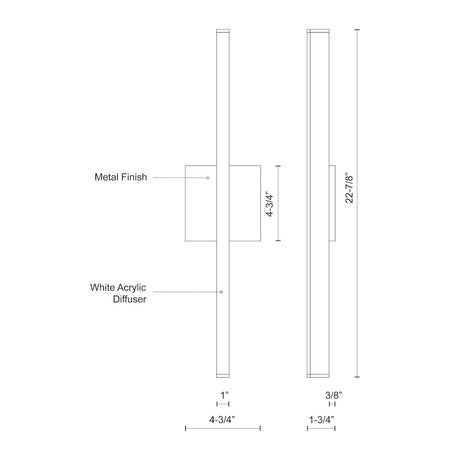 Kuzco WS10324-BK VEGA 24" WS Black 120V ELV LED 3000K 90CRI 16W