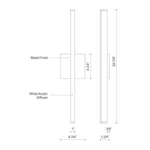 Kuzco WS10324-BN VEGA 24" WS Brushed Nickel 120V ELV LED 3000K 90CRI 16W