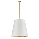 Alora PD311030VBWG CALOR PENDANT 3 LIGHT VINTAGE BRASS WHITE LINEN WITH GOLD PARCHMENT