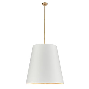 Alora PD311030VBWG CALOR PENDANT 3 LIGHT VINTAGE BRASS WHITE LINEN WITH GOLD PARCHMENT