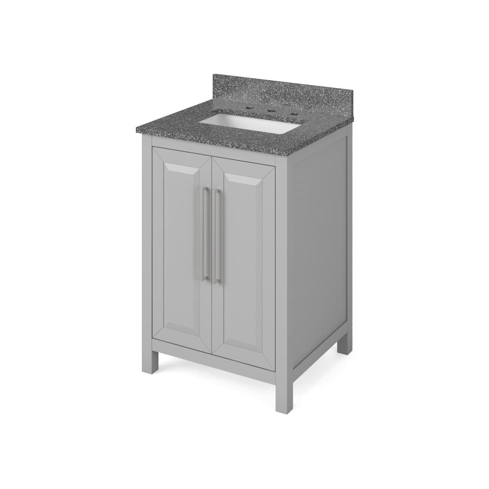 Jeffrey Alexander VKITCAD24GRBOR 24" Grey Cade Vanity, Boulder Cultured Marble Vanity Top, undermount rectangle bowl