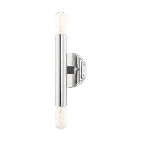 Livex Lighting 51132-05 Copenhagen Collection ADA 2-Light Wall Sconce Light with Exposed Bulbs, Polished Chrome