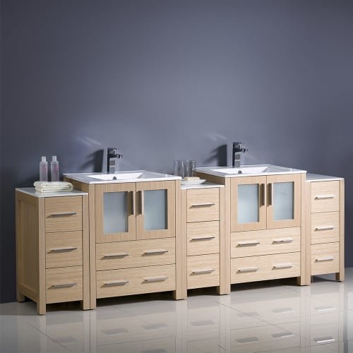 Fresca FCB62-72GO-I Fresca Torino 84" Gray Oak Modern Double Sink Bathroom Cabinets w/ Integrated Sinks