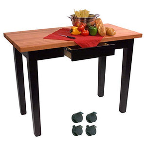 John Boos RN-C4830C-D Le Classique Work Table, Varnique, with Casters and Drawer, 48