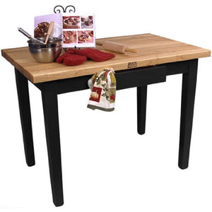 John Boos C4830-BK Cream Finish Black Base Maple Classic Country Work Table, 48 x 30 1.75 inch - 1 each.