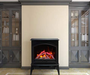 Amantii E50-NA Lynwood Series - 50 cm Freestand Electric Stove Featuring a Cast Iron Frame and a 10 Piece Birch Log Set