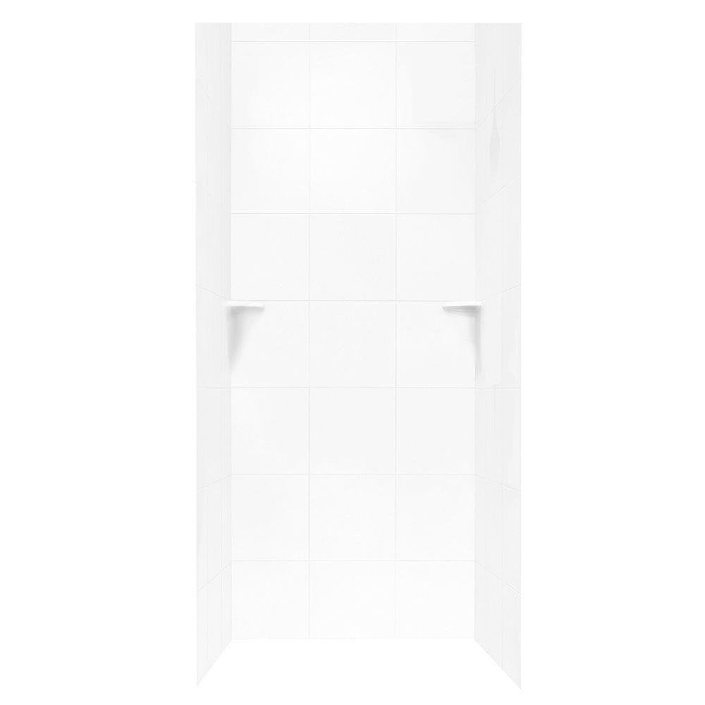 Swanstone SQMK72-3636 36 x 36 x 72 Swanstone Square Tile Glue up Tub Wall Kit in White SQMK723636.010