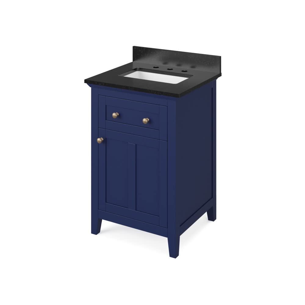 Jeffrey Alexander VKITCHA24BLBGR 24" Hale Blue Chatham Vanity, Black Granite Vanity Top, undermount rectangle bowl